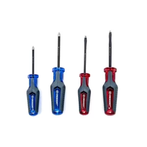 Crescent Phillips/Slotted Co-Molded Diamond Tip Screwdriver Set (4-Piece)